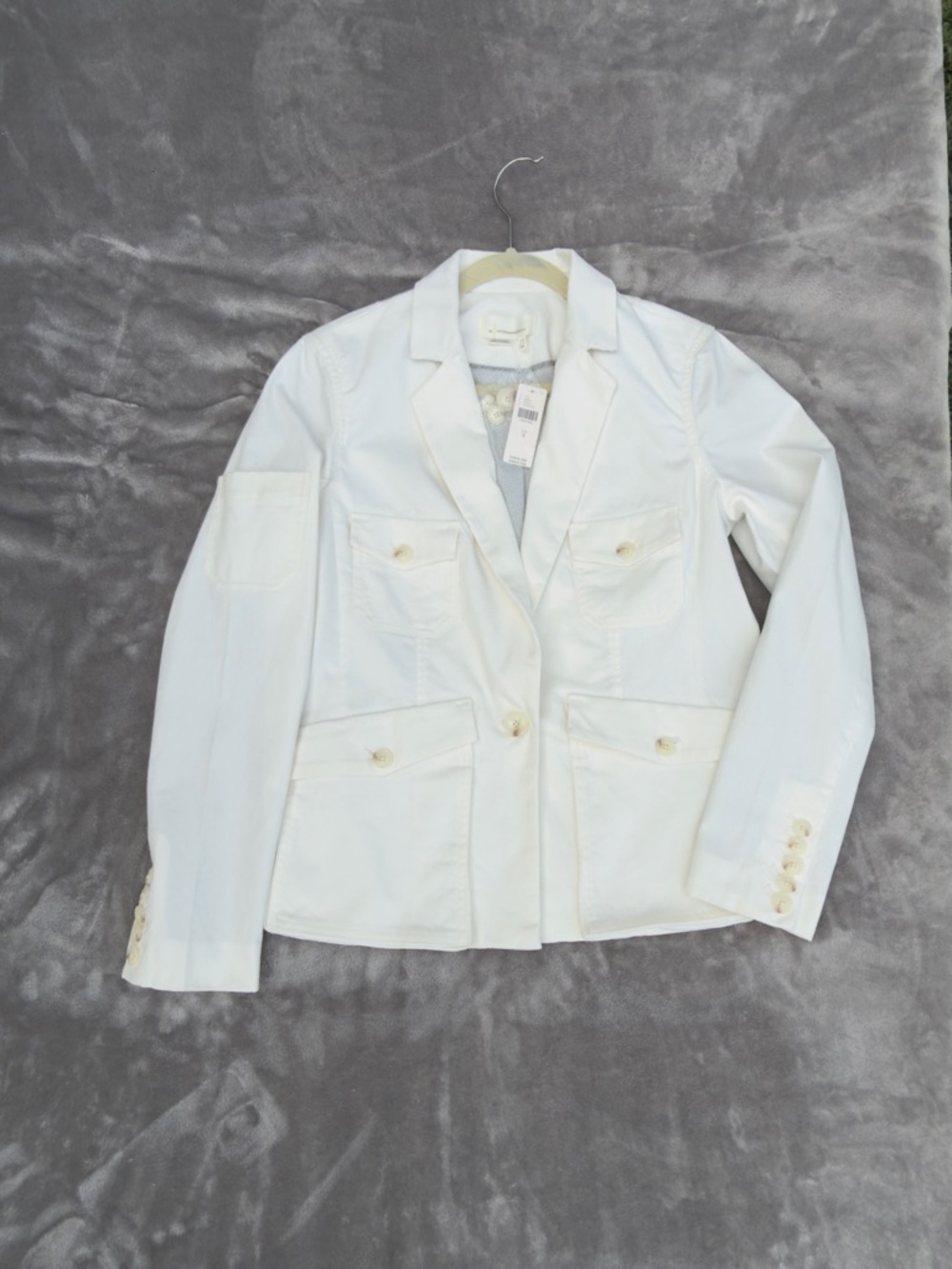 Anthropologie White Cotton Blazer Jacket - Picture 2 of 14